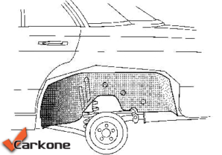 Mercedes-Benz W123 takasisälokasuojan sisäosa vasen